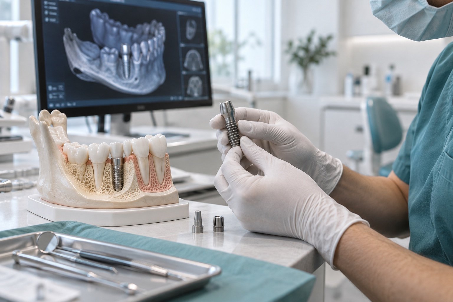 Implant dental i model anatòmic per a implantologia